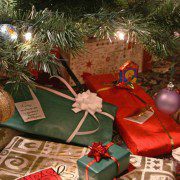 Presents sitting under a Christmas tree