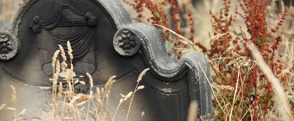 Old tombstone in a field