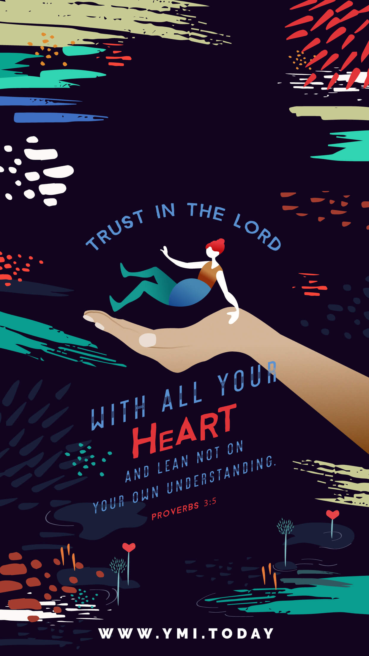 YMI March 2017 Phone Lockscreen - Trust in the Lord with all your heart and lean not on your own understanding. - Proverbs 3:5