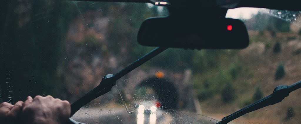Blurry and rainy windshield
