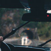 Blurry and rainy windshield