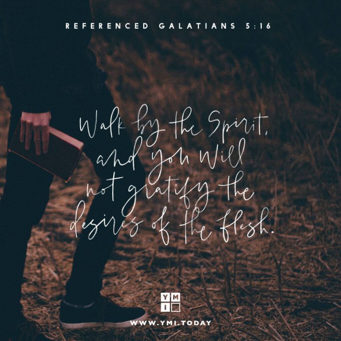 YMI Typography - Walk by the Spirit, and you will not gratify the desires of the flesh. - Galatians 5:16
