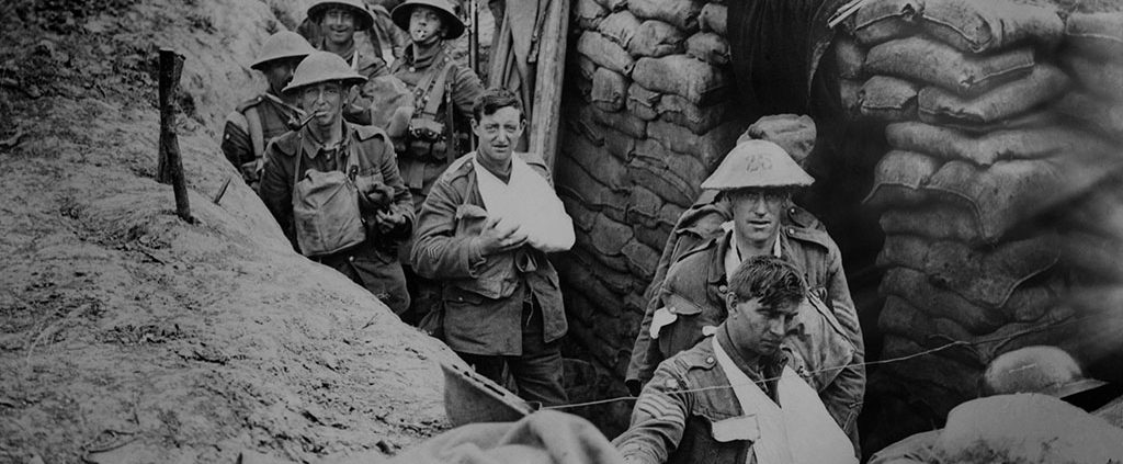 Soldiers in a trench during World War I