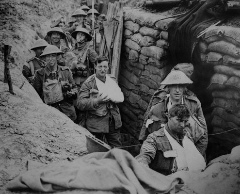 Soldiers in a trench during World War I