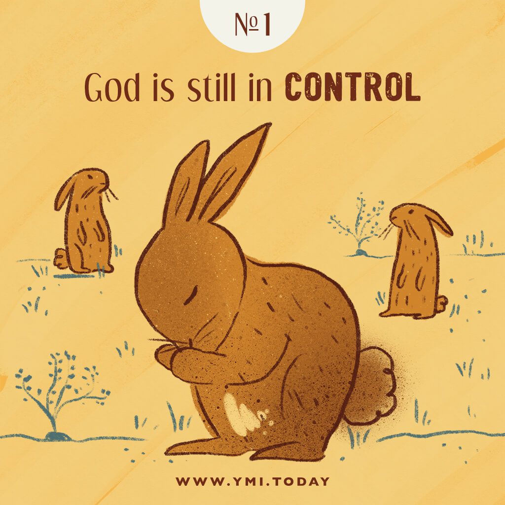Illustration of a bunny praying