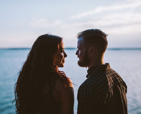 Couple staring deeply into each others eyes