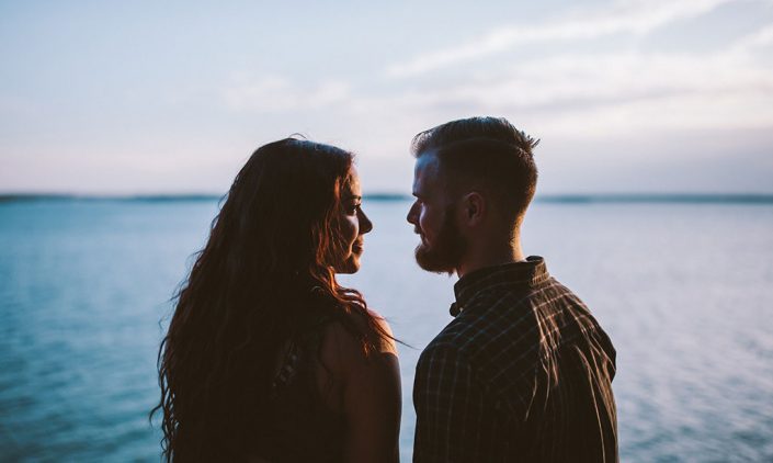 Couple staring deeply into each others eyes