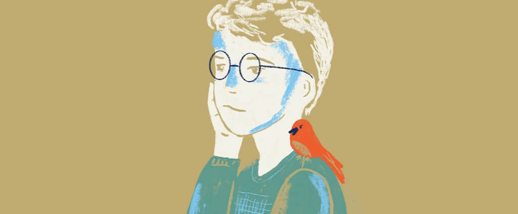 Illustration of a boy with a bird