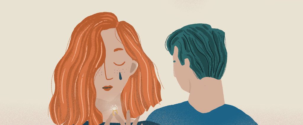 Illustration of a girl crying over her relationship