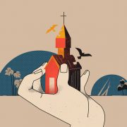 Image of hand clasping a church