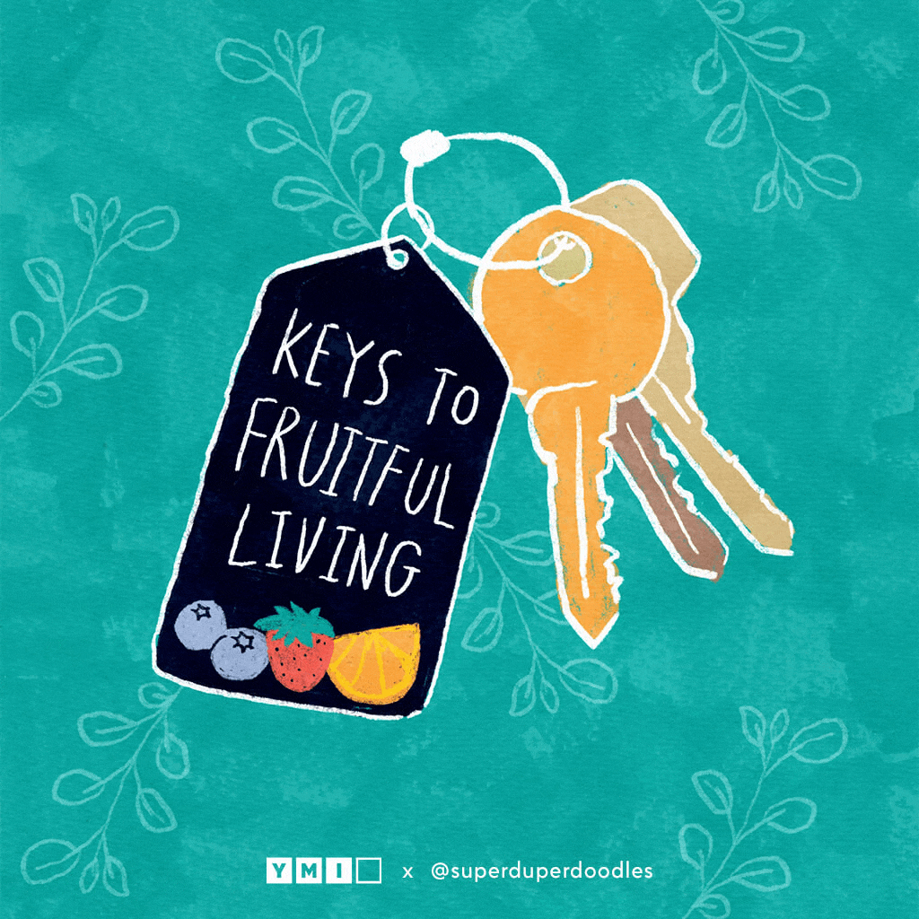 Bunch of keys with keys to fruitful living text