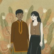 Illustration of an interracial couple holding hands