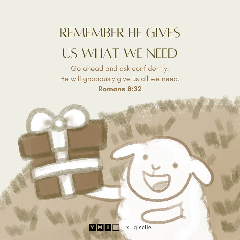 Image of a sheep holding a gift