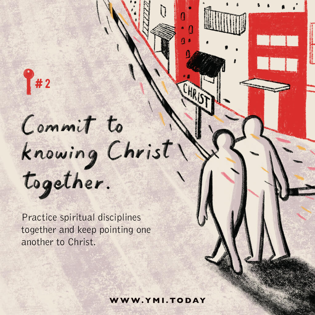 graphic image of couple walking together towards Christ