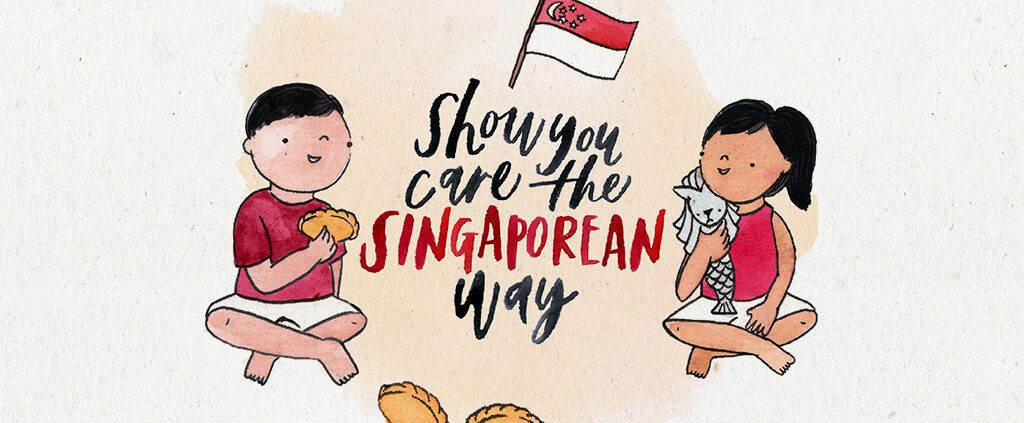 Image of a boy and girl celebrating singapore national day