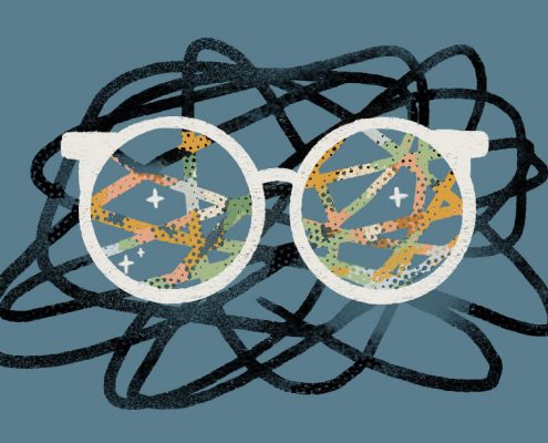 Image of a glasses with a positive view on anxiety