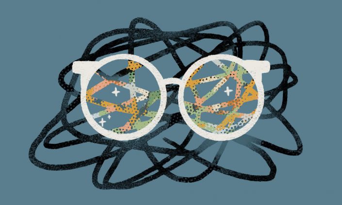 Image of a glasses with a positive view on anxiety