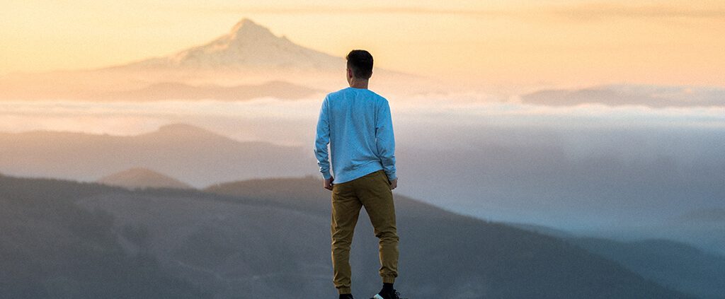 A man stand on the mountain