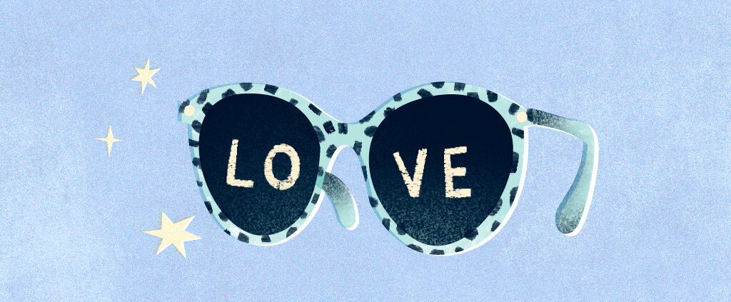 A sunglasses with LOVE