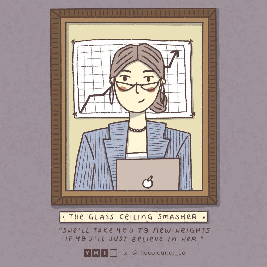 Illustration of a woman-The glass ceiling smasher