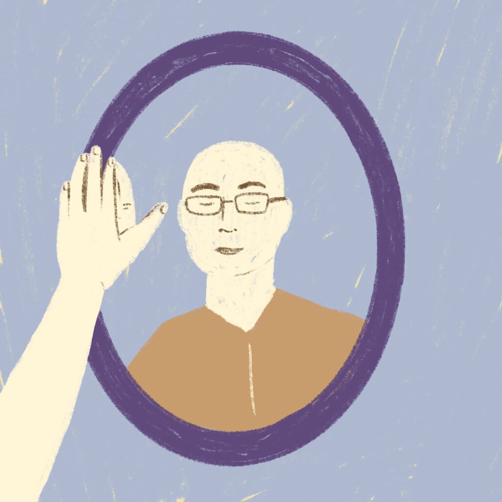 Illustration of a man in mirror
