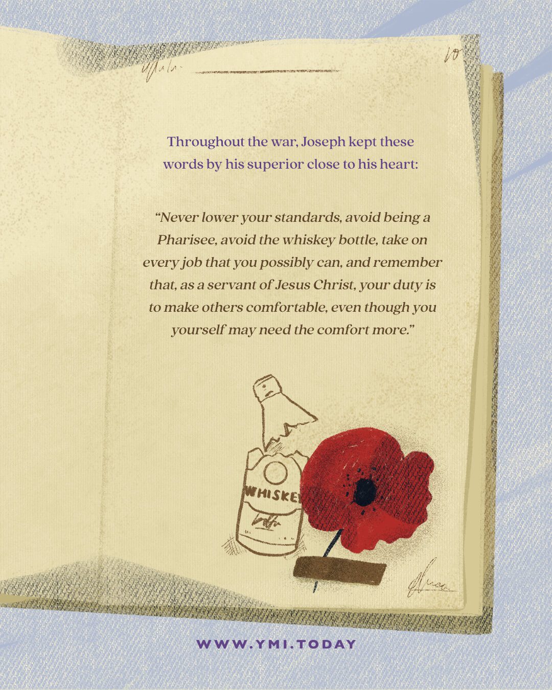 Illustration of open notebook with poppy flower