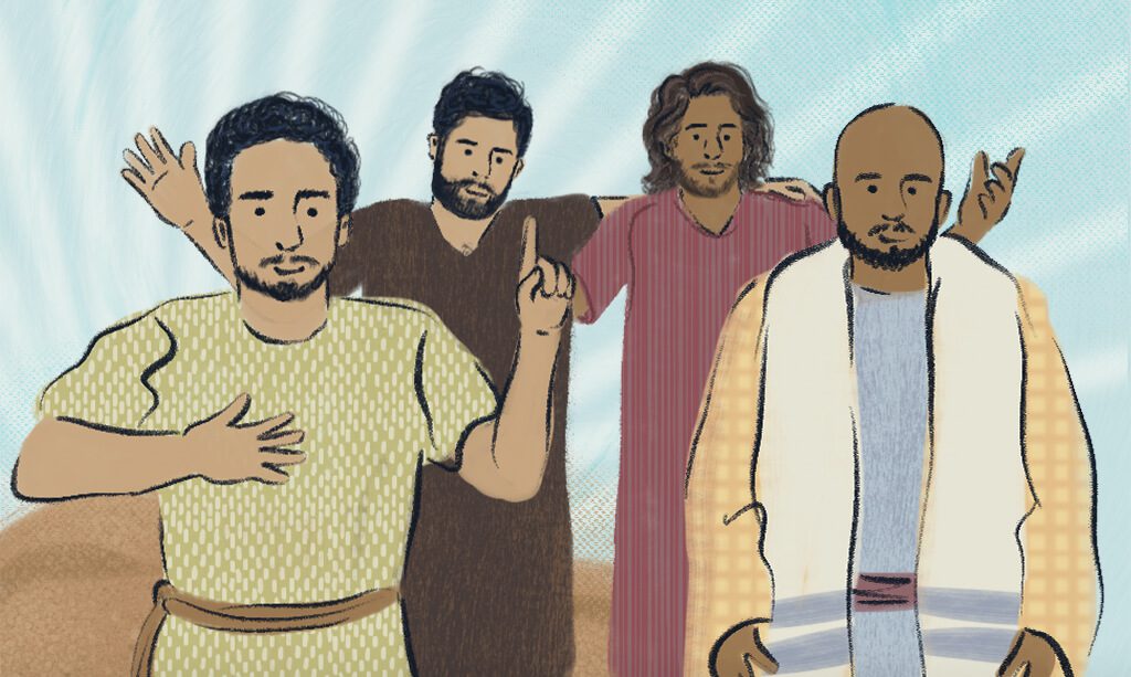 jesus walking with disciples animated