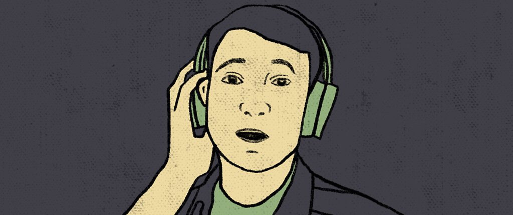 Illustration of a man with headphones