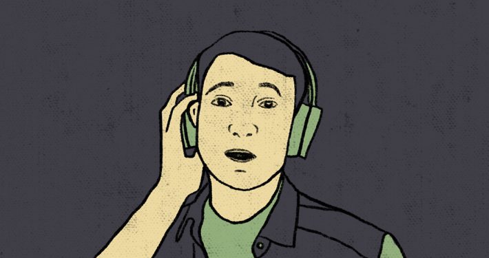 Illustration of a man with headphones