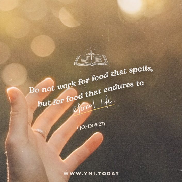 Do not work for food that spoils, but for food that endures to eternal life. John 6:27