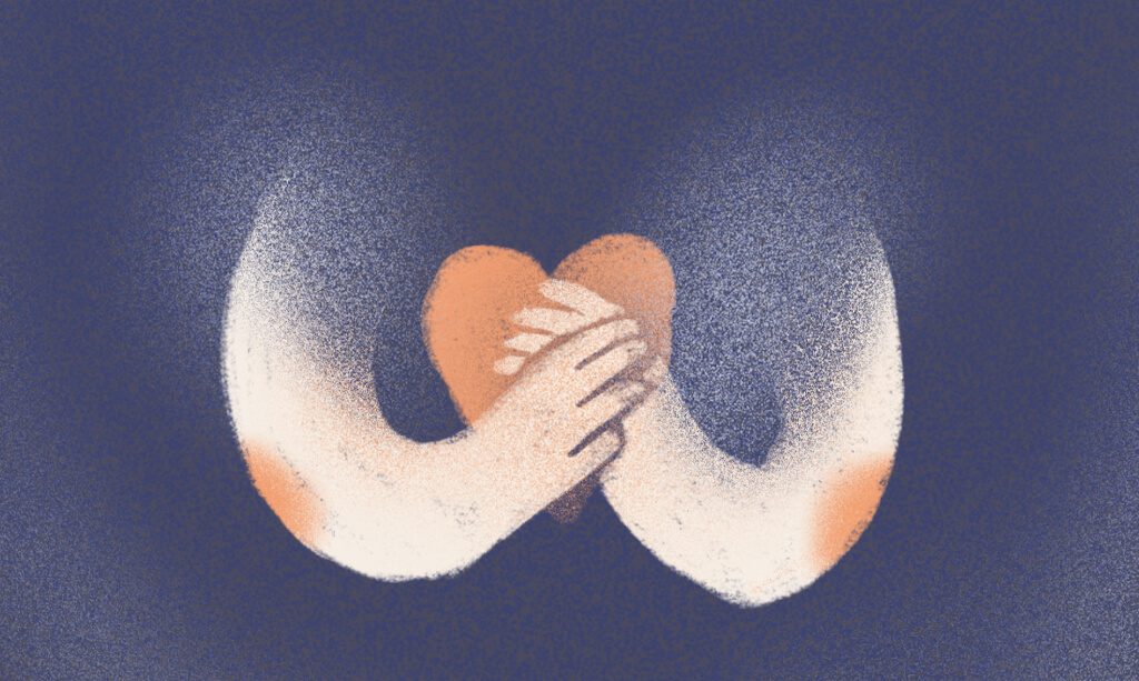 Illustration of hands holding heart