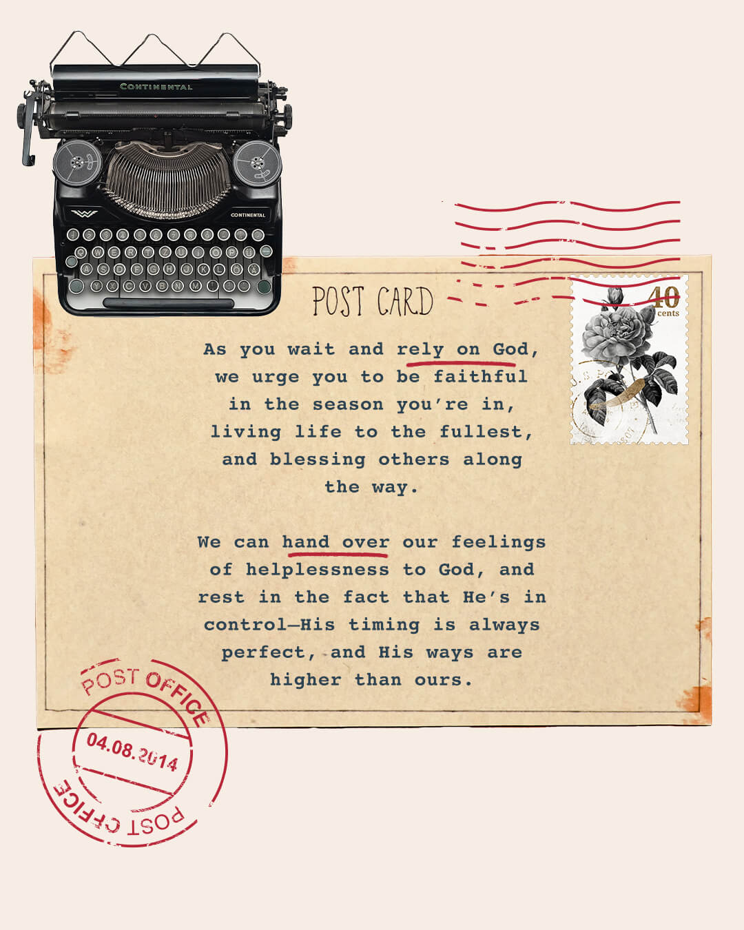 Image of a typewriter and a postcard