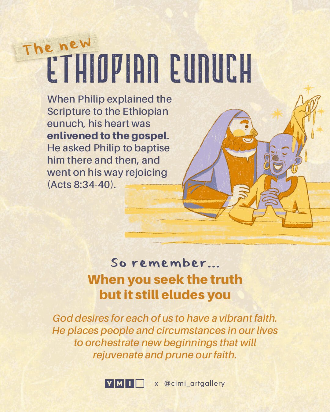 Illustration of Philip baptising the Ethiopian Eunuch