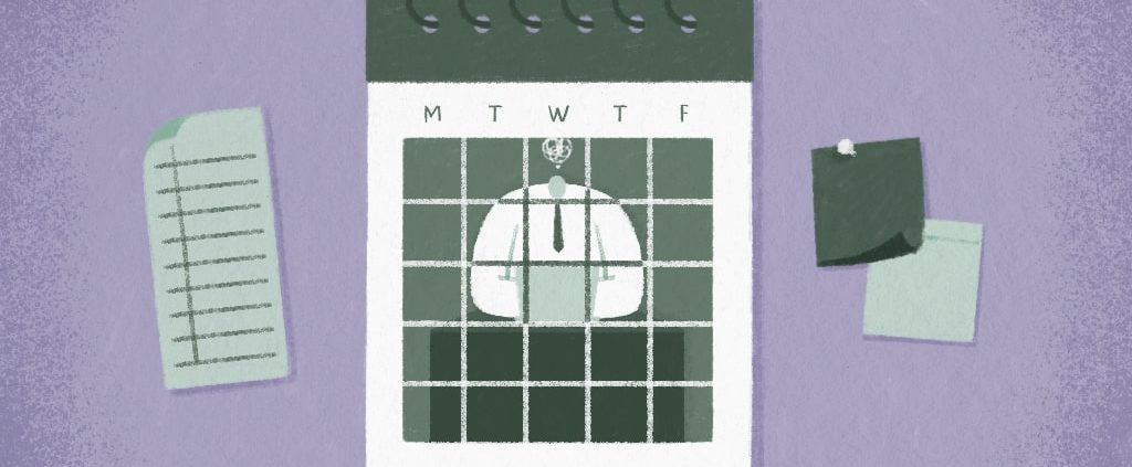 Working man trapped in calendar