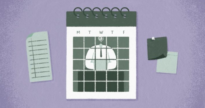 Working man trapped in calendar