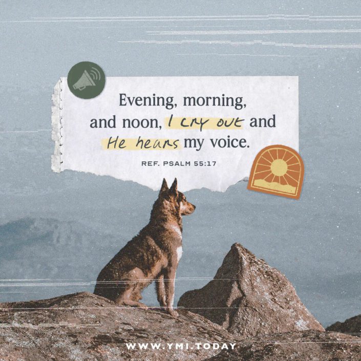Evening, morning, and noon I cry out, and He hears my voice. (Ref. Psalm 55:17)
