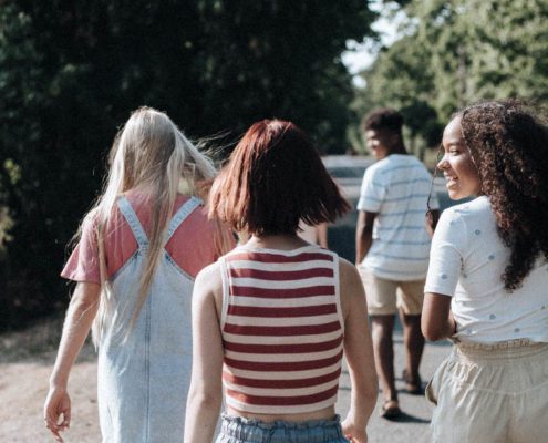 A group of teenagers walking