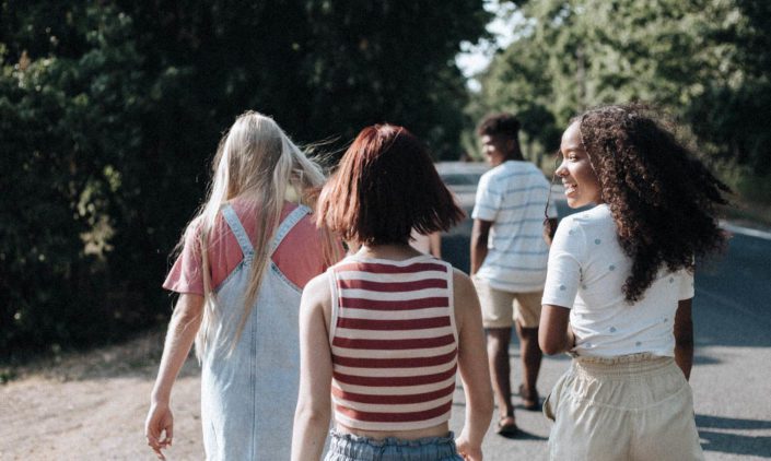 A group of teenagers walking