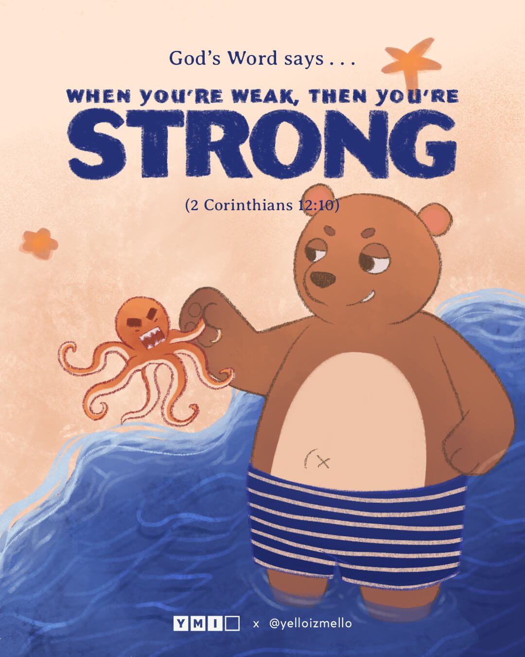 The bear is catching the octopus