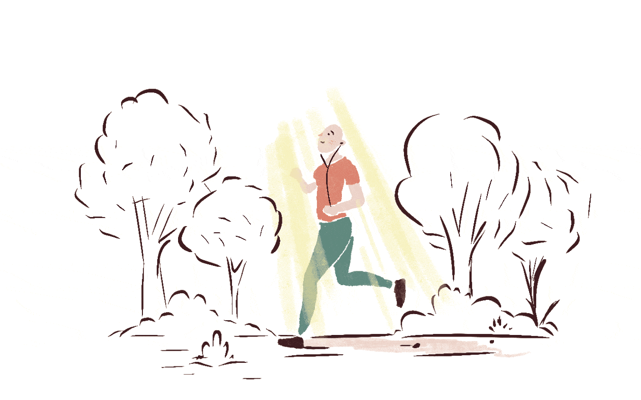 A woman is running in a park