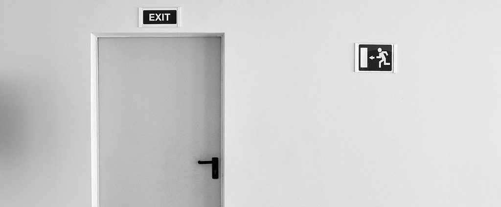 Minimalist white exit door