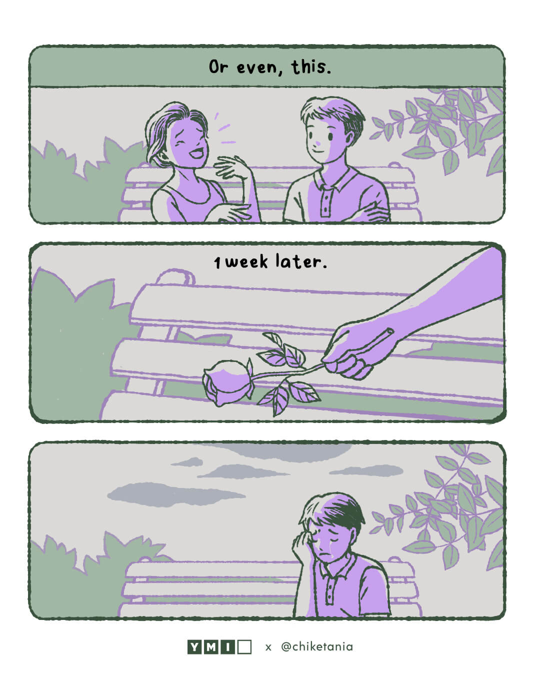 3 panels of comic about someone is comforting her friend